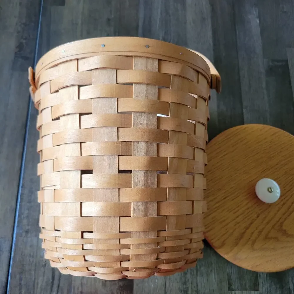 VTC G Longaberger 1994 Handwoven Signed Wooden Large Ice Basket w/ Lid & Liner